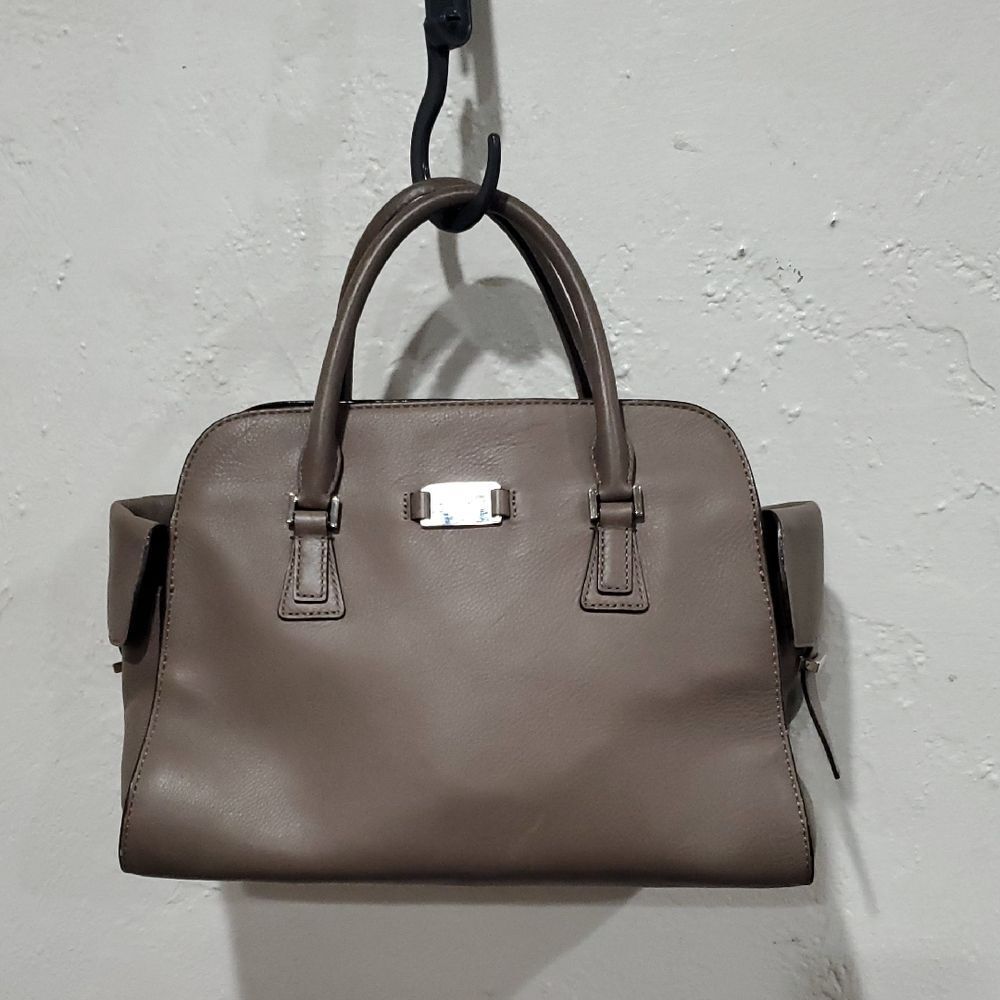 Michael Kors Collection Elegant Mia Satchel In Taupe